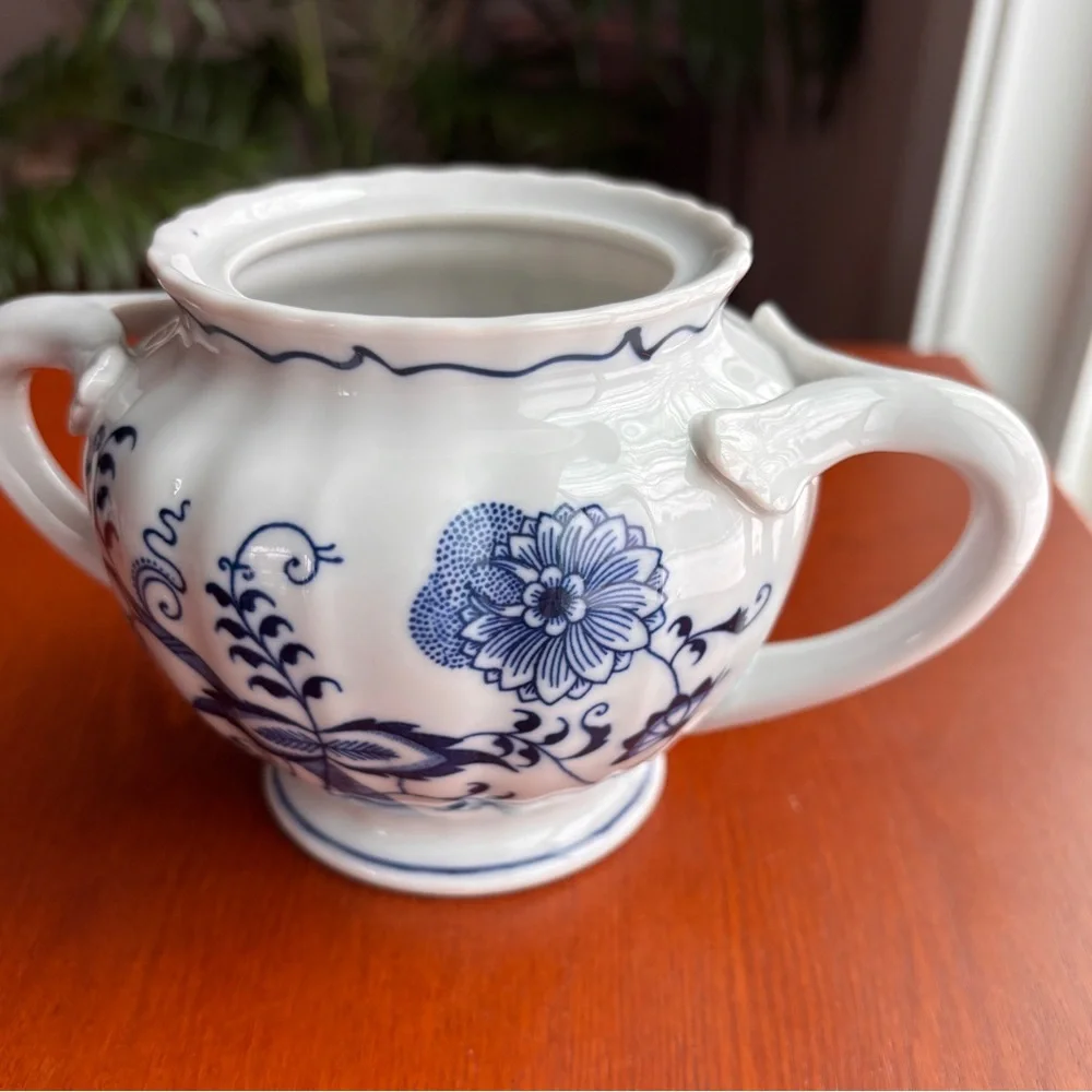 Blue Danube Creamer Sugar Set Vintage Porcelain Banner